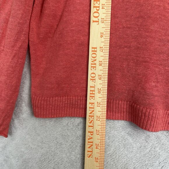 Eileen Fisher 100% Organic Linen Sweater Womens Medium Coral Coastal Lightweight - Picture 8 of 11